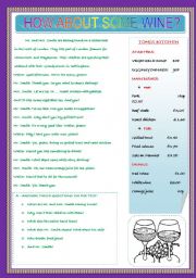 English Worksheet: WHAT ABOUT SOME WINE? / AT THE RESTAURANT