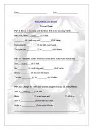 English Worksheet: Hey Jude by The Beatles - Present Tense and Idioms *Fully editable