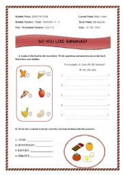 English Worksheet: like & dislike - food & drink