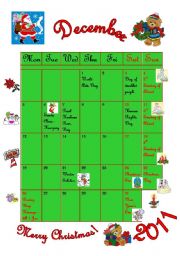 English Worksheet: December - calendar