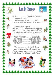 English Worksheet: LET IT SNOW + key