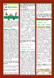 English Worksheet: THE IMPORTANCE OF CHRISTMAS EVE TRADITIONS