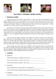 English Worksheet: activity on money