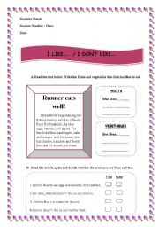 English Worksheet: like&dislike