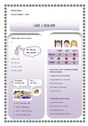 English Worksheet: like & dislike - food & drink