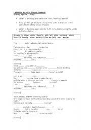 English Worksheet: Lucky by Britney Spears - Simple Present