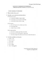 English Worksheet: Listening Comprehension-Teenagers Looks and Body Image