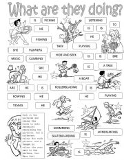 English Worksheet: present continuous (2 pages)