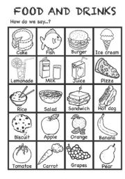 English Worksheet: Food and drinks