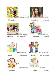 English worksheet: simple present tense activity card 3