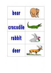 English worksheet: animals memory game 