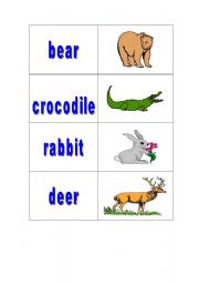 English Worksheet: animals memory game 