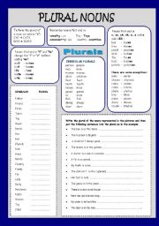 English Worksheet: plural nouns