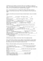 English Worksheet: past tense