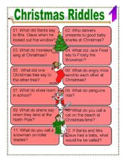 English Worksheet: Christmas riddles for Everyone