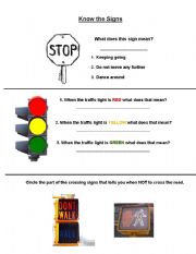 English Worksheet: Know the Signs