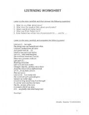 English Worksheet: listening