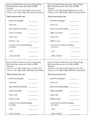 English worksheet: Can (Ability) - Speaking Activity