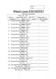 English Worksheet: Whats your favorite?  (w/Japanese)