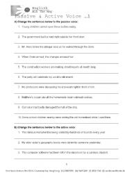 English Worksheet: Active and Passive Voice