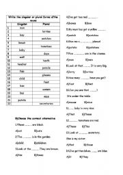 English Worksheet: plurals