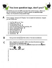 English worksheet: Tag questions