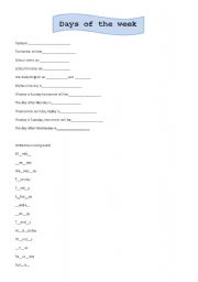 English Worksheet: Days of the week