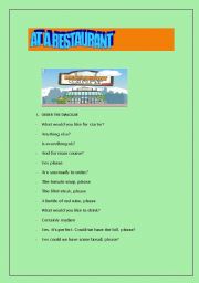 English Worksheet: AT A RESTAURANT