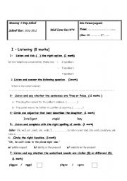 English Worksheet: 8th form test N1