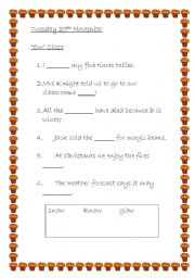 English Worksheet: ow cloze