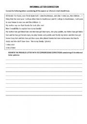 English worksheet: Informal letter correction