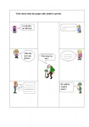 English worksheet: Indirect speech