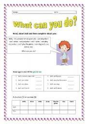 English Worksheet: What can you do