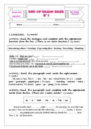English Worksheet: End of term test 7th form