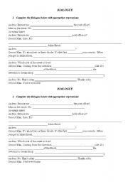 English Worksheet: Asking the way - dialogue