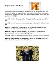 English Worksheet: Dispicable Me Movie Worksheet
