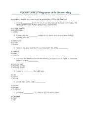 English Worksheet: Things to do in the morning