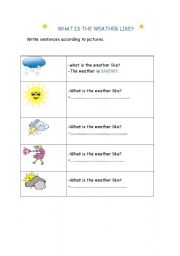 English Worksheet: what is the weather like?