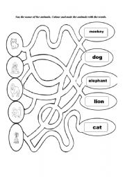 English worksheet: animals