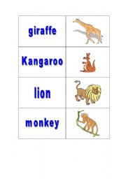 English worksheet: animals memory game part 2