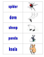 English Worksheet: ANIMALS MEMORY GAME PART 3