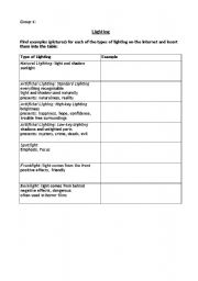 English Worksheet: Cinematic Techniques 04 - Lighting