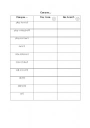 English worksheet: Can you..? Activities