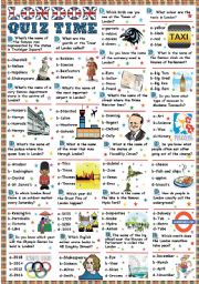 English Worksheet: London-Quiz time (Key included)