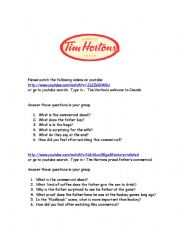 English Worksheet: Tim HortonS in Canada