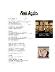 English Worksheet: Song: Fool Again