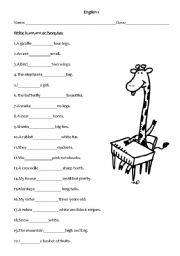 English Worksheet: Verb to have and verb to be