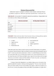 English worksheet: Cholesterol screening for kids