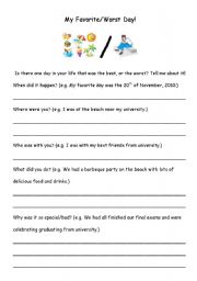 English Worksheet: My favourite day