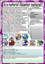 English Worksheet: Is a natural disaster natural?